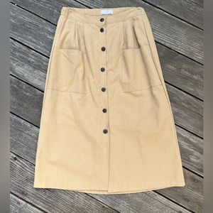 Oak + Fort Button Front Midi Skirt M